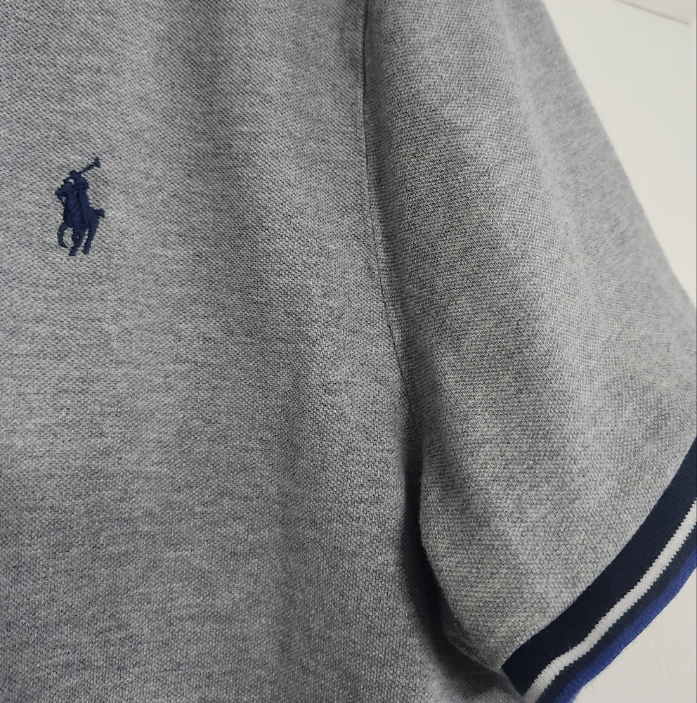 Polo by Ralph Lauren Light Gray Polo with Navy Trim